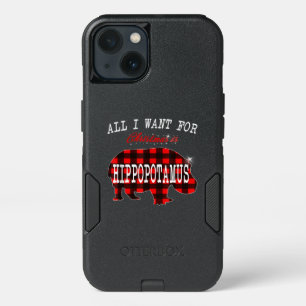 All I Want Christmas Is Hippopotamus Funny Xmas iPhone 13 Case