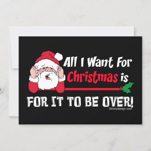 All I want for Christmas Bah Humbug Funny Black Holiday Card