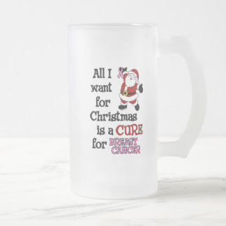 All I Want For Christmas...Breast Cancer Frosted Glass Beer Mug