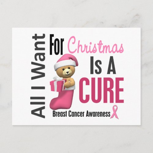 All I Want For Christmas Breast Cancer Holiday Postcard