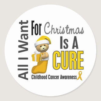 All I Want For Christmas Childhood Cancer Classic Round Sticker