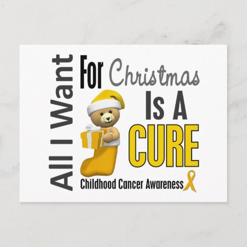 All I Want For Christmas Childhood Cancer Holiday Postcard