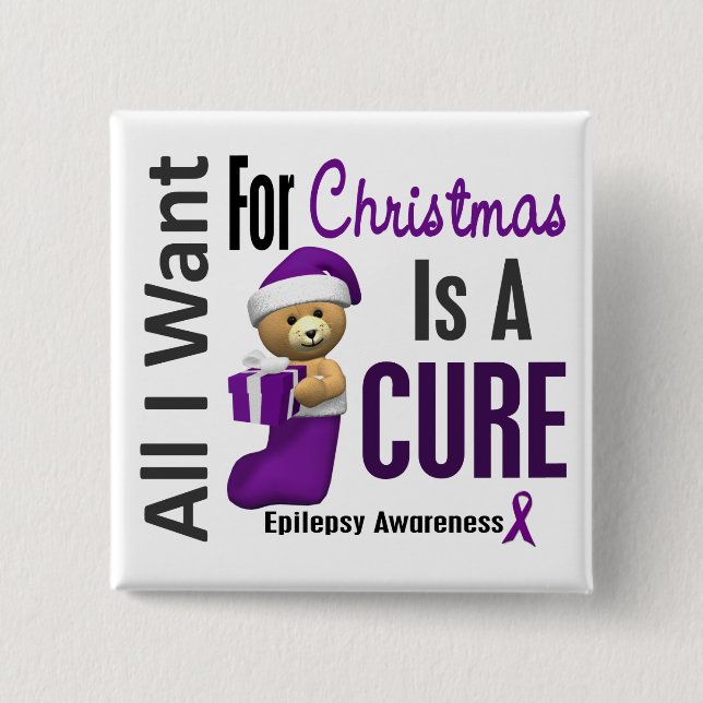 All I Want For Christmas Epilepsy Pinback Button (Front)