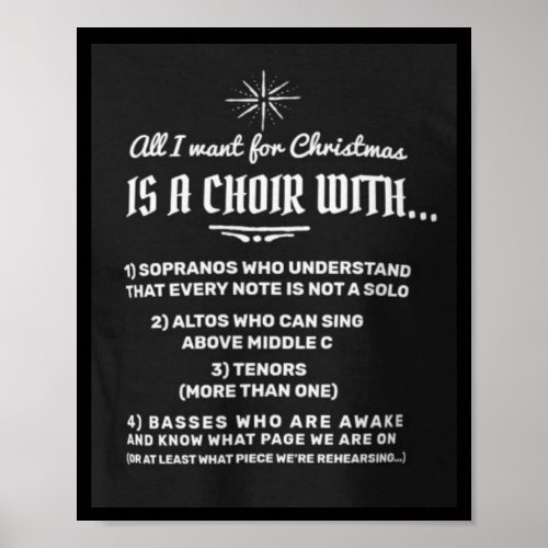âAll I want for Christmasâ funny Choir msg poster