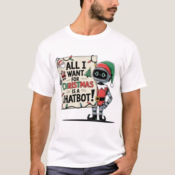 🤖All I Want for Christmas is a Chatbot Funny Meme T-Shirt