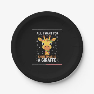 All I Want For Christmas Is A Giraffe Animal Ugly Paper Plates