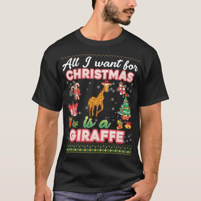 All I Want For Christmas Is A Giraffe Ugly Sweater (Front)