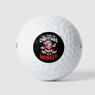 All I Want For Christmas is A Monkey Lover Xmas Golf Balls