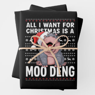 All I Want for Christmas is a Moo Deng  Wrapping Paper Sheets