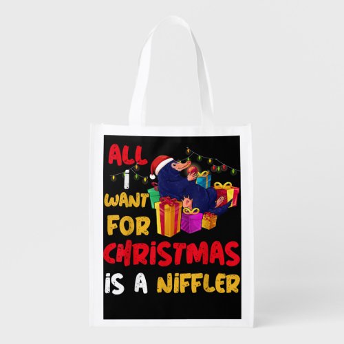 All I Want For Christmas Is A Niffler Merry Christ Grocery Bag