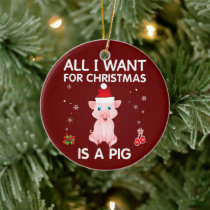All I Want For Christmas Is A Pig Ceramic Ornament