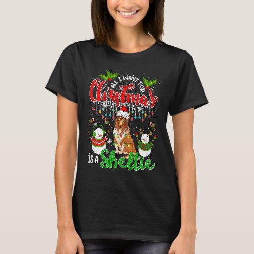 All I Want For Christmas Is A Sheltie Cute Santa D T_Shirt