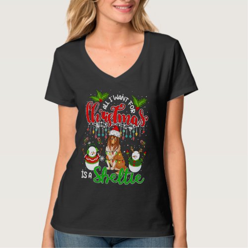 All I Want For Christmas Is A Sheltie Cute Santa D T_Shirt