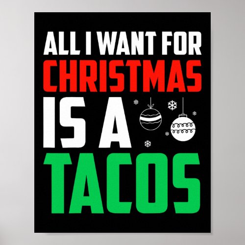 All I Want For Christmas Is A Tacos Xmas Fast Food Poster