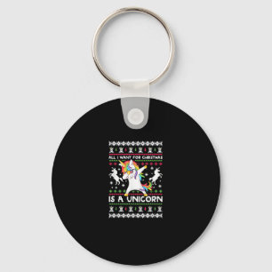 All I Want For Christmas Is A Unicorn T-Shirt Keychain