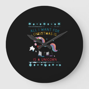 All I Want For Christmas Is A Unicorn Ugly Sweater Large Clock