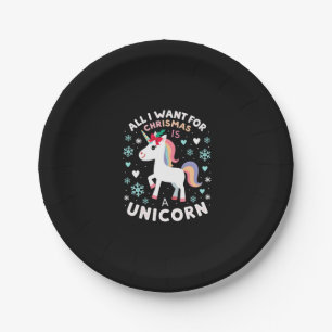 All I Want For Christmas Is A Unicorn Ugly Sweater Paper Plates