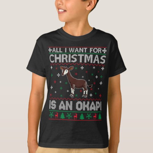 All I Want for Christmas is an Okapi Ugly Xmas Swe T_Shirt