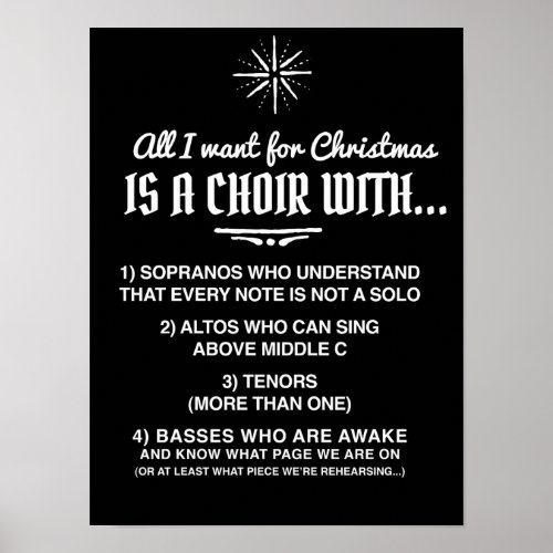 All i want for Christmas is choir poster