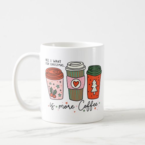 All I Want For Christmas Is Coffee Funny Coffee Mug