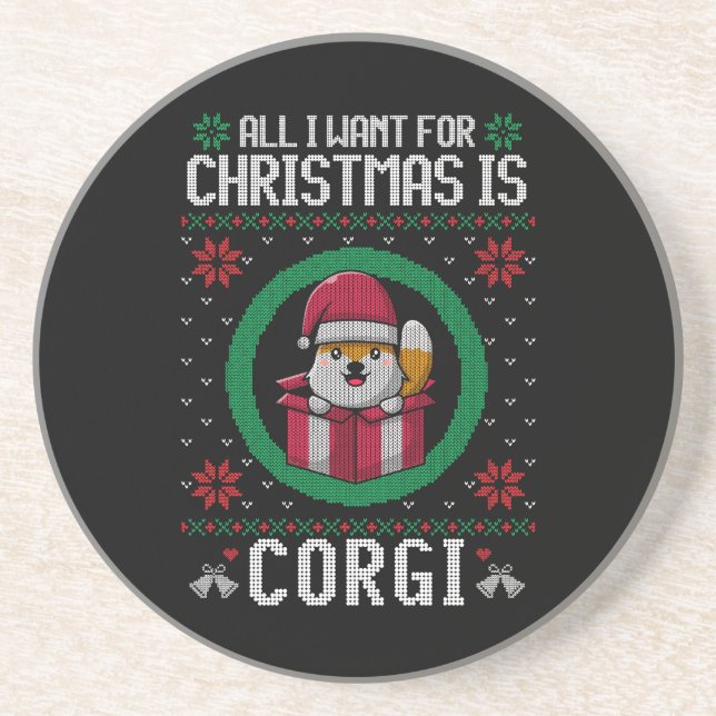 All i want for Christmas is Cute Corgi Coaster (Front)