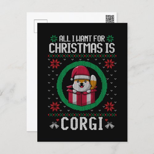 All i want for Christmas is Cute Corgi Postcard