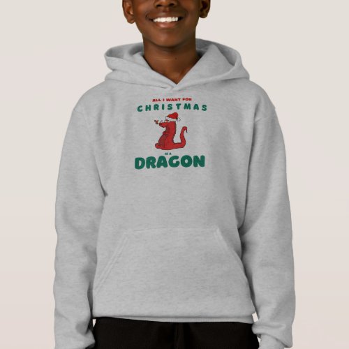 All I Want for Christmas is Dragon Santa Hat Funny Hoodie
