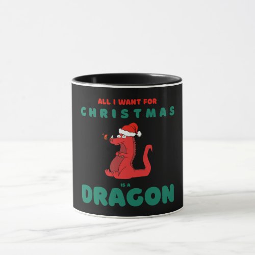 All I Want for Christmas is Dragon Santa Hat Funny Mug