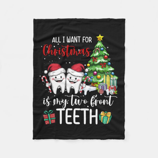 All I Want For Christmas Is My Two Front Teeth Kid Fleece Blanket (Front)