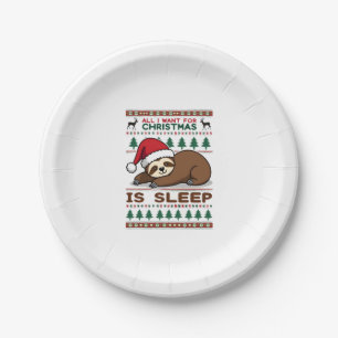 All I Want For Christmas Is Sleep - Funny Xmas Slo Paper Plates