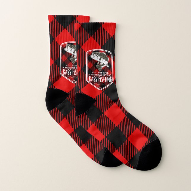 All I Want For Christmas is to Go Bass Fishing Socks (Pair)