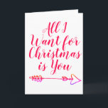 All I want for Christmas is You custom Holiday Card<br><div class="desc">Simple red and white with golden arrows inside customizable text with option to add your own photos. "All I want for Christmas is You" inside "and More You" back "still you"/</div>