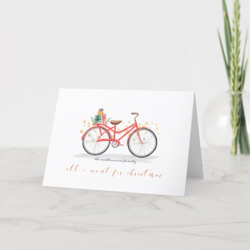 All I Want For Christmas Is You  Red Vintage Bike Holiday Card