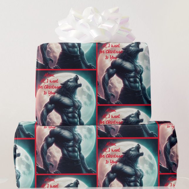 All I Want For Christmas Is You Werewolf Romance Wrapping Paper (Creator Uploaded)