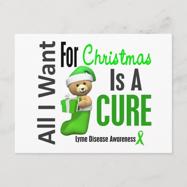 All I Want For Christmas Lyme Disease Holiday Postcard (Front)