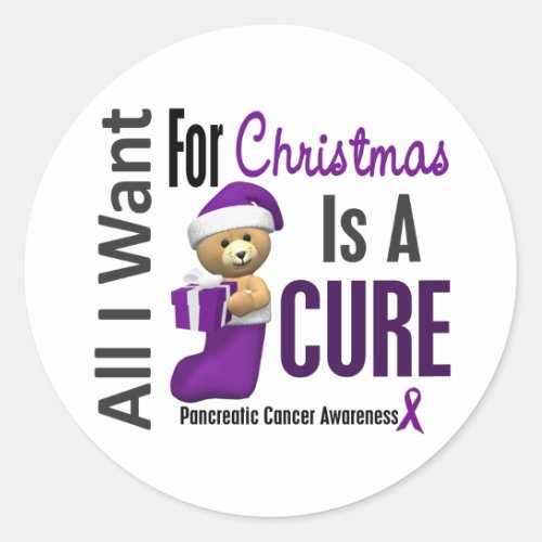 All I Want For Christmas Pancreatic Cancer Classic Round Sticker