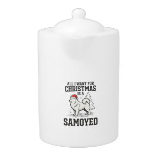 All I Want for Christmas Samoyed Dog Teapot