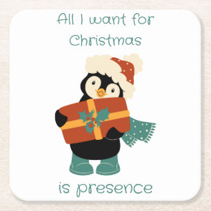 All I want for Christmas... Square Paper Coaster