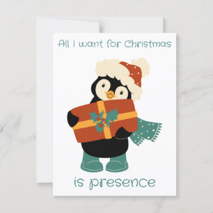 All I want for Christmas vintage penguin Postcard