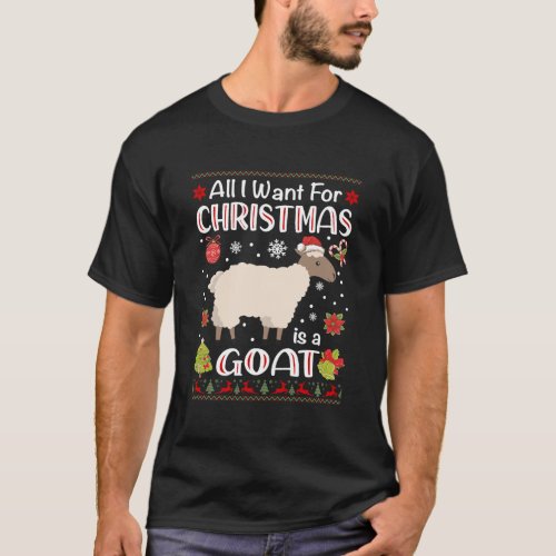 All I Want Is A Goat For Christmas Ugly Xmas Pajam T_Shirt