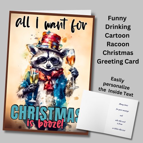 All I Want Is Booze _ Funny  Christmas Greeting Card