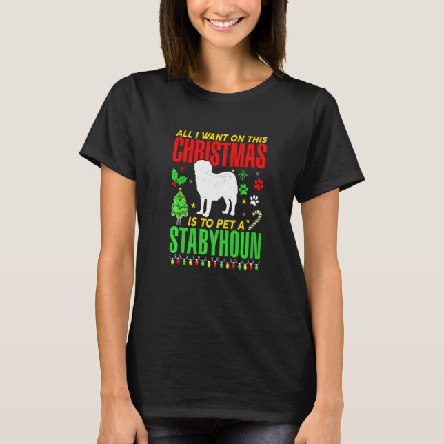 All I Want On This Christmas Is To Pet A Stabyhoun T-Shirt (Front)