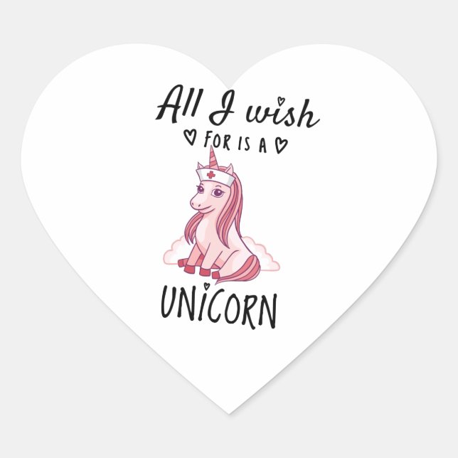 All I wish for is a Unicorn Heart Sticker (Front)