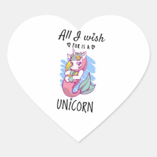 All I wish for is a Unicorn Heart Sticker