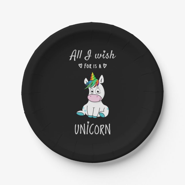 All I wish for is a Unicorn Paper Plates (Front)