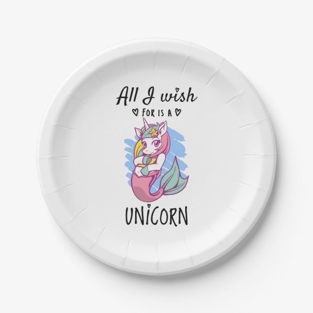 All I wish for is a Unicorn Paper Plates (Front)