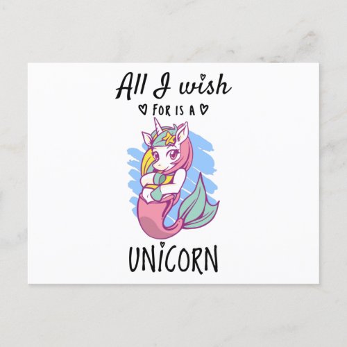 All I wish for is a Unicorn Postcard