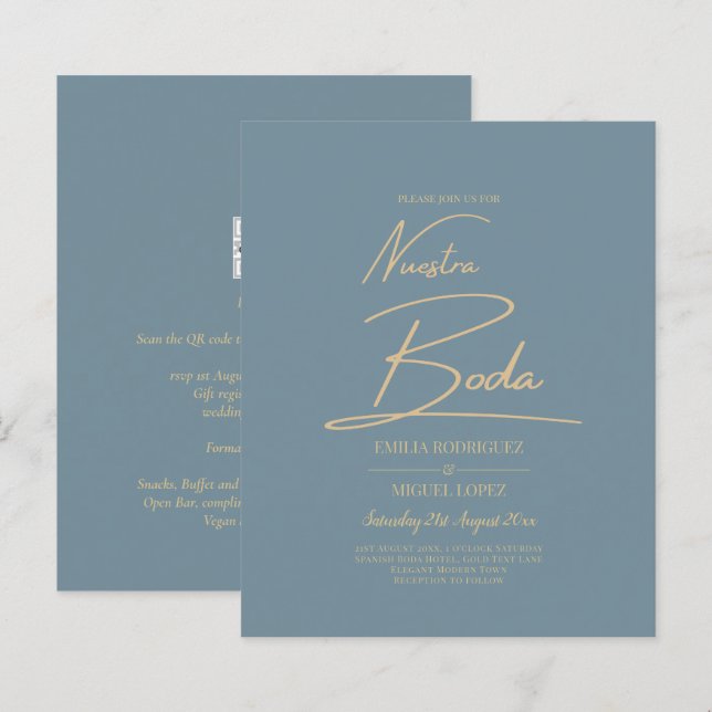 All-in-1 Elegant Sea Glass Teal Gold Nuestra Boda (Front/Back)