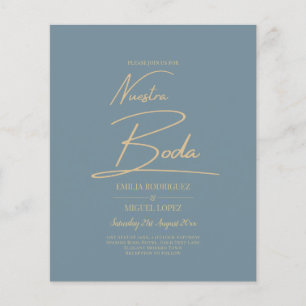 All-in-1 Elegant Sea Glass Teal Gold Nuestra Boda Flyer