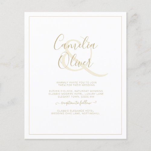 All_in_1 Elegant White Gold Font Classic Wedding F Flyer